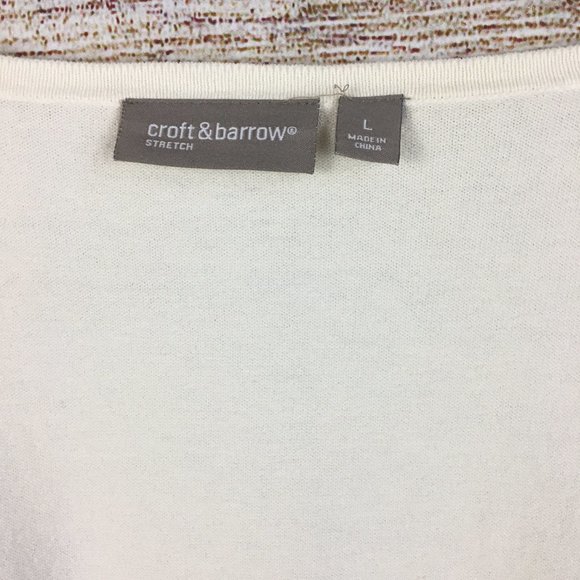Croft & Barrow Knit Top Cardigan Lightweight Button Front Cream Large - Picture 5 of 10